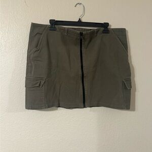 Olive Green Mini Skirt with Cargo Pockets